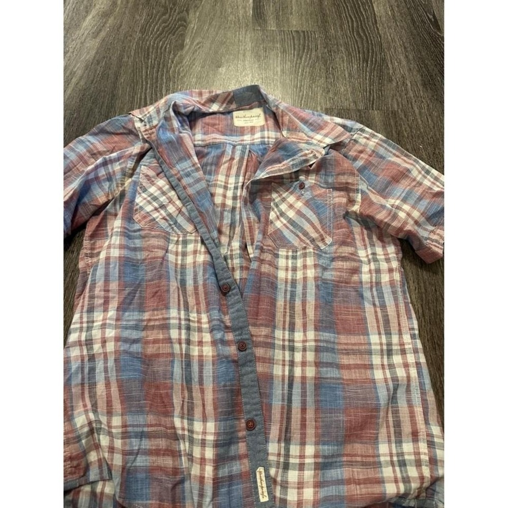 Weatherproof Vintage Mens Plaid Button Down Short Sleeve Shirt Large